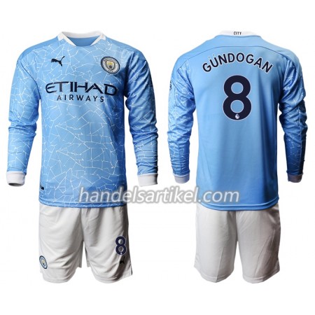 Manchester City Ilkay Gundogan 8 Kinder Heim Trikotsatz 2020/21 Langarm (+ Kurze Hosen)